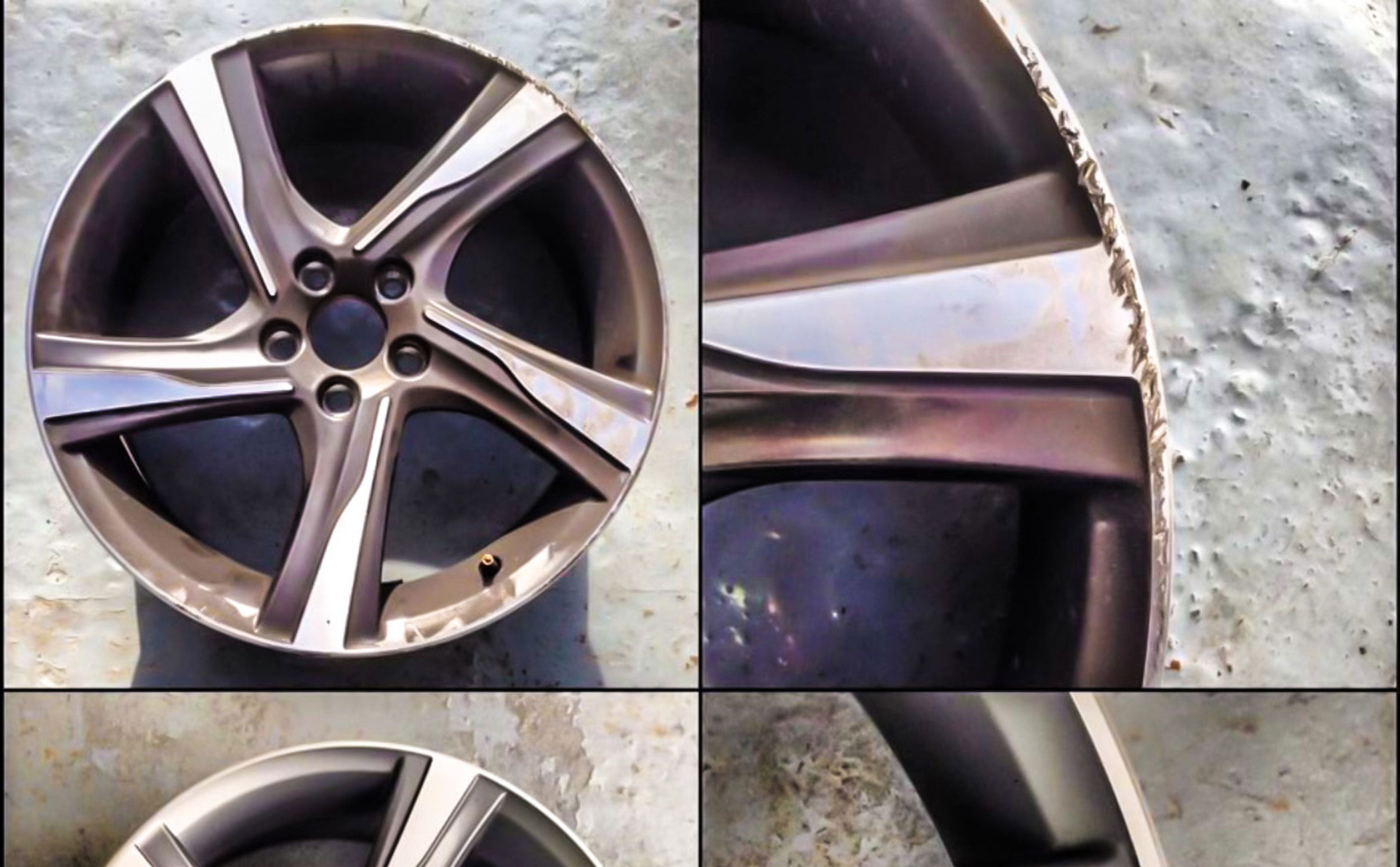 Diamond Cut wheels restoration before done by The BodyCentre.